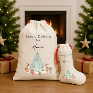 Personalised Woodlands Santa Sack or Stocking - Picture 1 of 5