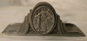 Vtg PUT-IN-BAY OHIO pewter metal Card Holder Perry's Monument Mini Souvenir - Picture 1 of 6