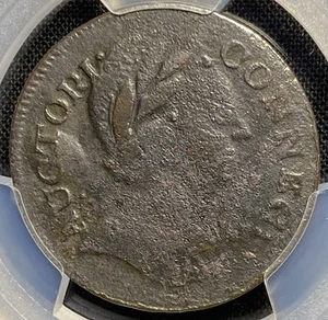 1785 United States Connecticut Colonial American Revolution Coin 1/2P, PCGS RARE - Picture 1 of 5