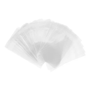  200 Pcs Business Card Plastic Sleeves Sealing Adhesive Bags Holder - Picture 1 of 18