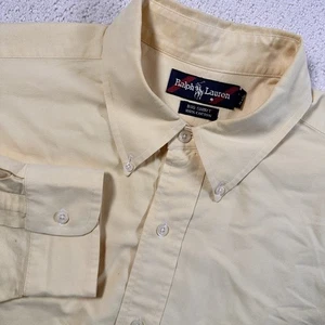 VTG Ralph Lauren Men's Large Big Shirt Yellow Button Down Long Sleeve Cotton - Picture 1 of 21