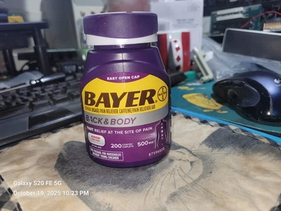 NEW BAYER Back & Body Extra Strength Aspirin 500mg with Caffeine, Seal NOT Broke - Image 1 of 4