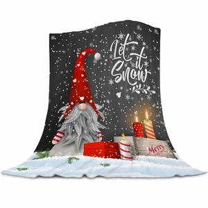 Christmas Throw Blanket, Merry Christmas Gnome Xmas Gifts Winter Snowflakess,... - Picture 1 of 7