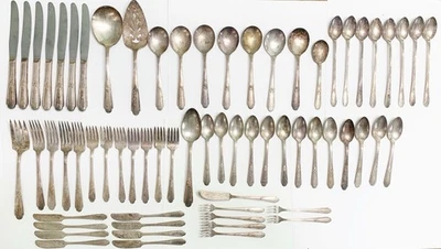 Wm Rogers IS 1937 Memory Hiawatha Juego de 66 cubiertos de plata + porción Foto 1 de 3