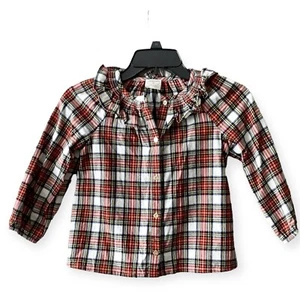 Crewcuts Girls Top Plaid Button Down Ruffle Size 8  - Picture 1 of 6