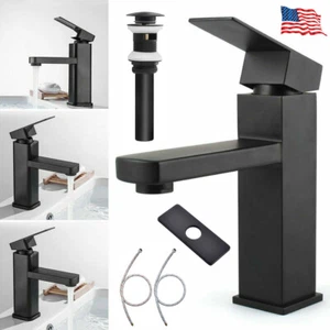 Bathroom Sink Black Faucet Single Handle One Hole Rv Commercial Lavatory Vanity - Picture 1 of 16
