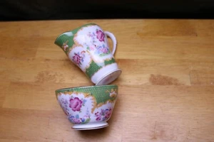 Canton Royal Grafton Mini Creamer & Mini Open Sugar Bowl Green England - Picture 1 of 6