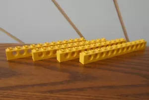 YELLOW 12x1 1x12 modified brick 11 holes genuine LEGO Vintage Technic SOLID PINS - Picture 1 of 3