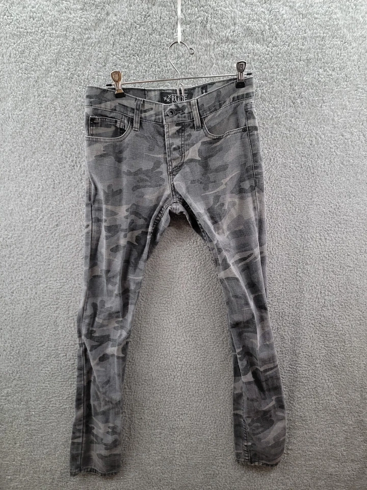 Rude XXX Camo Cargo Pants Lip Service Skinny Slim Fit Men's 28x30 Grunge Y2K - Изображение 1 из 4