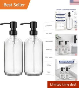 Glass Soap Dispenser with Pump, 2 Pack Clear Bathroom Hand Soap Dispenser wit... - Picture 1 of 8