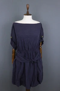 BURBERRY LONDON Blue Belt Silk Short Sleeve A-Line Dress Size USA 12 - Picture 1 of 18