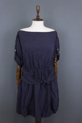 Vestido BURBERRY LONDON Azul Cinturón Seda Manga Corta Línea A Talla EE. UU. 12 Foto 1 de 4