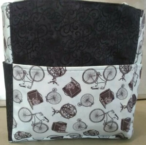 Bicycle Camera Steampunk Victorian Globe Purse/Project Bag Handmade 12x12 - Picture 1 of 8