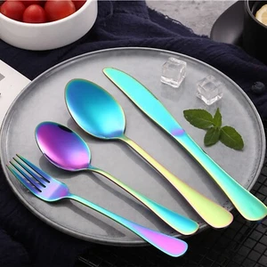 4Pcs Flatware Set Stainless Steel Silverware Cutlery With Fork Knife Tea Spoon - Picture 1 of 12
