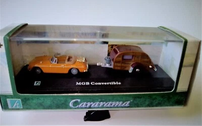 MG B +ROULOTTE D'EPOCA SCALA 1/72 BY HONGWELL/CARARAMA RARA ACCOPPIATA - Immagine 1 di 4