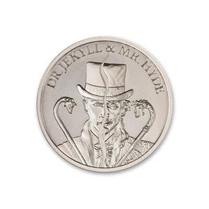 Serie de terror vintage DR. JEKYLL & MR. HYDE de 1 oz BU ronda 999 plata fina - Imagen 1 de 5