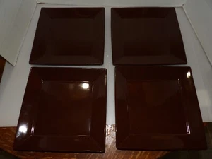 Set of 4 ColorCode Stone Ware Dark Chocolate 10" Square Plates - Imagen 1 de 6