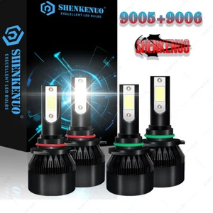 9005+9006 Combo LED Headlight Kit High Low Beam Light Bulb Super 6000K SHENKENUO - Picture 1 of 10