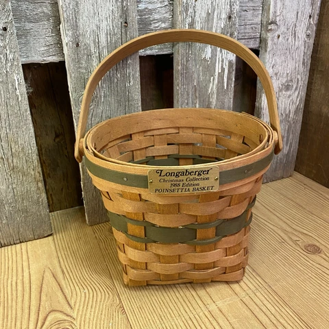 Vintage 1988 Longaberger Edition Christmas Collection Poinsettia Basket no liner Cover