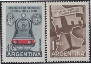 Argentina 585/86 1958 Einweihung der Eisenbahn Yacuiba Santa Kreuz MH