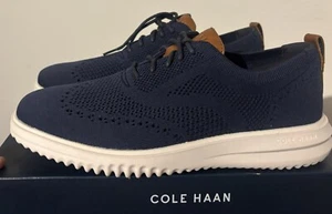 Cole Haan navy blue Grand oxford shoes stretch knit wing tip C37369 NWOB sz 8 - Picture 1 of 6