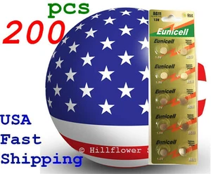 200 pcs AG11 LR58 LR721 G11 362A 361 162 Card 1.5V 0% Hg Alkaline Battery - Picture 1 of 6