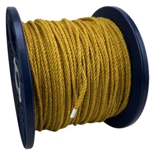 Cuerda de algodón natural de 4 mm de oro macrame de 3 hebras de color - longitud seleccionada - Imagen 1 de 3
