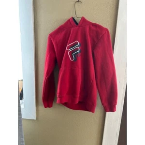 Fila Pullover Sweatshirt Red Fleece Logo Activewear - Picture 1 of 1