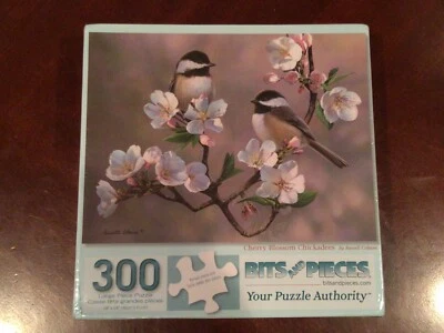 Rompecabezas Cherry Blossom Chickadees de Russell Cobane brocas y piezas selladas de fábrica Foto 1 de 4