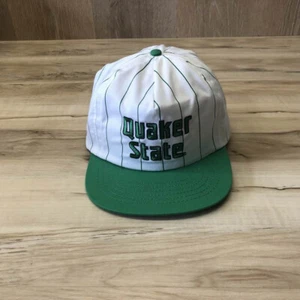 NUEVO ~ Sombrero de Carreras Vintage QUAKER STATE Pin Rayas Snapback / Hecho en EE. UU. - Imagen 1 de 8