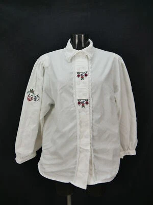Gr.48 Trachtenbluse Bluse weiß Baumwolle Eger Stickerei und Spitzen TB5410 - Bild 1 von 4