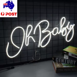 29" Oh Baby LED Neon Night Lights Sign Party Beer Bar Wedding Bedroom Wall Decor - Picture 1 of 9