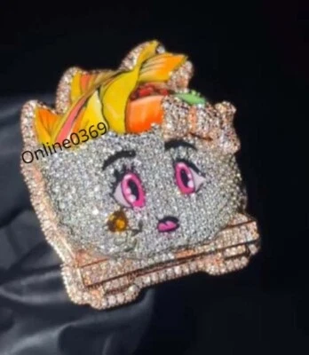 Anillo de esmalte único busto para hombre 3 quilates moissanita natural enchapado en oro rosa plateado Foto 1 de 4