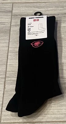 Uniqlo Japan Kaws X Warhol Black Lips Socks 25-27cm (Adults US Size 7-9) NWT - Image 1 of 3