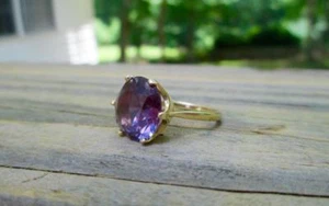 14 KT YELLOW GOLD 6.77 CTW PINK COLOR CHANGING ALEXANDRITE RING SIZE 6 - Picture 1 of 1