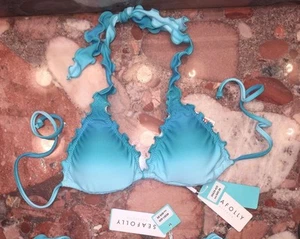 Seafolly Bikini Miami Seychelles Blue Triangle Swimsuit Top Women's US 2 Nwt - Picture 1 of 5