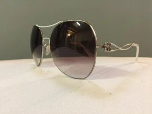 Authentic BALENCIAGA Sunglasses BAL 0049/s Silver BB White Aviator Womens - Picture 1 of 5