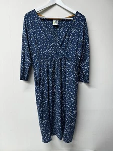 Damen Weird Fish Kleid Größe 12 Knielang Blau & Orange Vögel mit Taschen EG - Bild 1 von 18