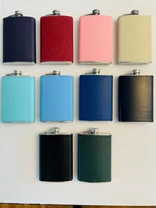 Winston Collection Flask Stainless Steel with Leather Wrap 12 great colors - Picture 1 of 2