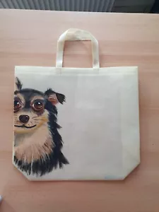 Shopper Einkaufstasche Handbemalt Tasche Unikat Hund Beige Original Geschenkidee - Bild 1 von 4