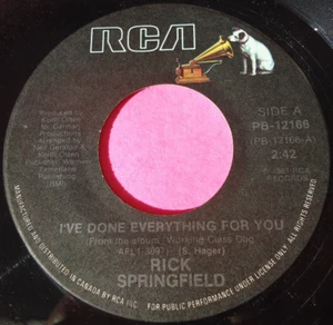 RICK SPRINGFIELD ~ I've Done Everything For You ~ 45rpm Vinyl Record in Canada - Picture 1 of 2