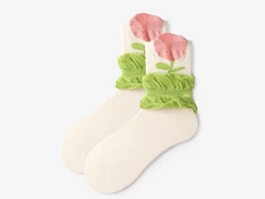 Tulip Flower Pattern Cotton Socks, Women Socks Comfortable, Women's Funky Socks - Picture 1 of 9