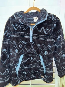 The North Face Campshire Fleece Womens S Hoodie 1/4 Zip Pullover Blue Geometric - Picture 1 of 7