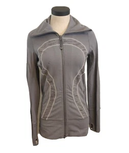 Lululemon Women's Track Jacket Full Zip Light Gray Collared Size 6 Activewear H5 - Picture 1 of 5