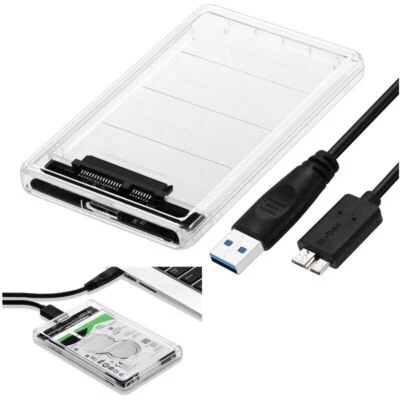 2.5" SATA USB 3.0 Clear Hard Drive Disk HDD SSD Enclosure External Laptop Case - Image 1 of 4