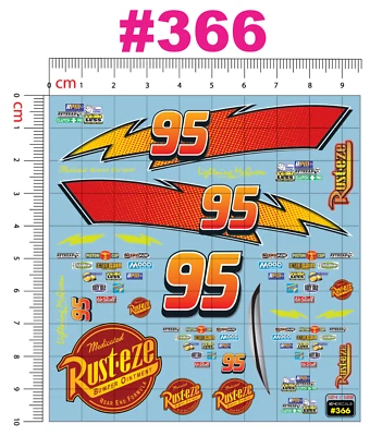 Mc Queen Water Slide Decal White Toner  1/24 - 1/28 RC Model Dicast Hot!! #366 - Image 1 of 4