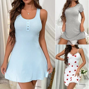 Women Lingerie Nightgown Soft Dress Babydoll Sleepwear Dress Chemise Sleep Dress - Picture 1 of 32