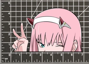 ZERO TWO Darling In The Franxx STICKER DECAL -1 Peeker Peeking-4 Different Sizes - Picture 1 of 5