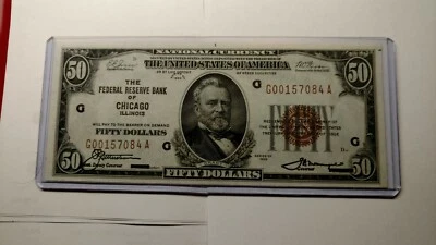 Fr-1880G 1929 $50 National Currency Federal Reserve Bank of CHICAGO ILLINOIS. - Image 1 of 4