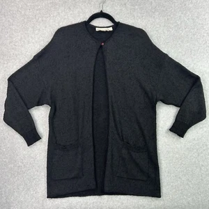 Vintage 80s 90s French Rags Cardigan Sweater Sz M/L Black Textured Rayon Heavy - Imagen 1 de 6